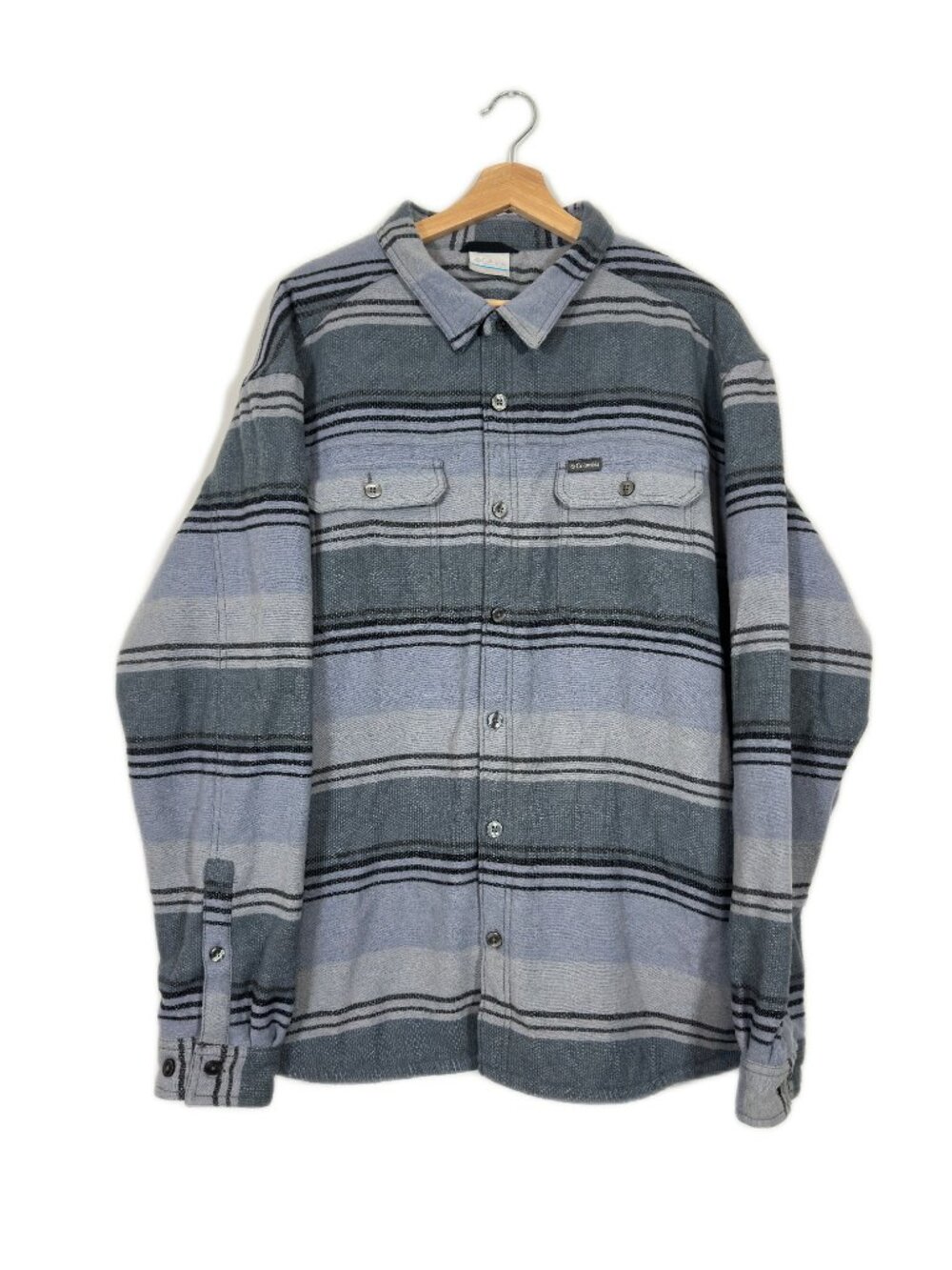 Columbia Men's Sherpa-Lined Shirt Jacket Size XXL Striped Outdoors Rugged Warm